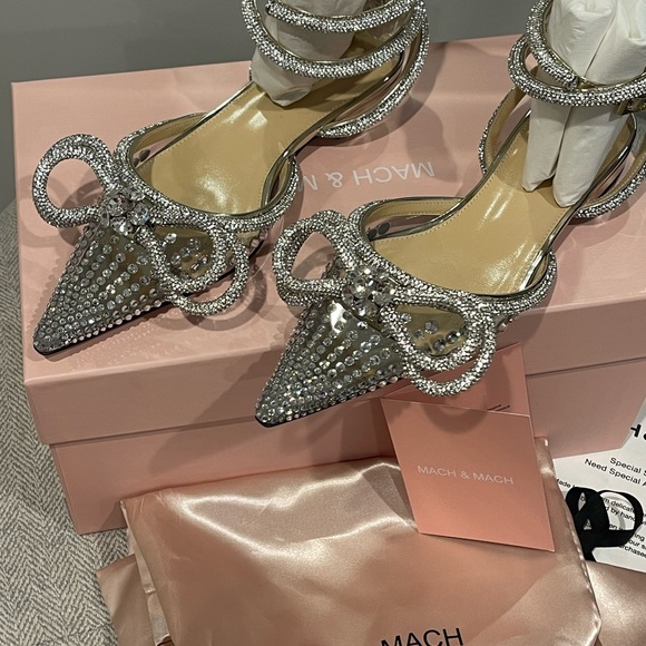 MACH & MACH Double Bow PVC Crystal Rays Flats (15mm) NIB size 38 - Picture 11 of 12